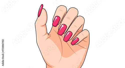 Elegant Hand with Pink Manicure A Stylish Beauty Illustration.