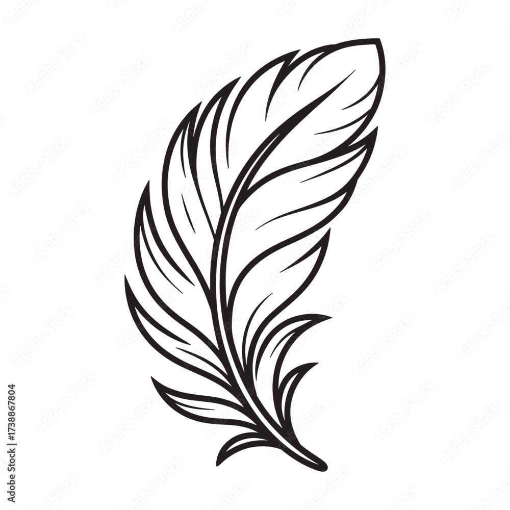 Fototapeta premium Elegant Feather Illustration Depicting Natural Beauty and Grace Perfect for Artistic and Creative Projects with Detailed Vector Design