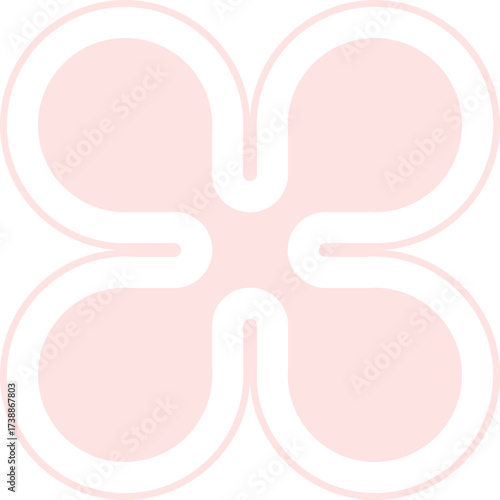 Pink and white abstract geometric flower shape on white background