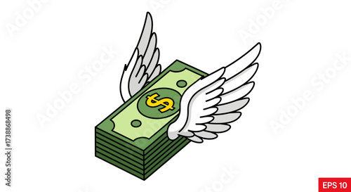 Flying Money Illustrative Image of Financial Growth.