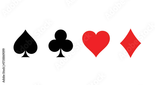 Four Playing Card Suits in a Row.