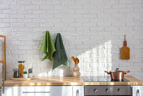 Modern kitchen interior wit...