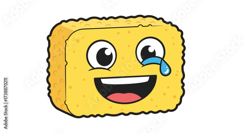 Funny yellow sponge character laughing with tears of joy emoji.