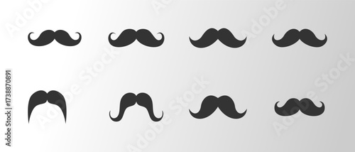 Vintage mustache silhouette collection with retro barber and gentleman style icons