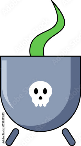Spooky Witch Cauldron with Skull