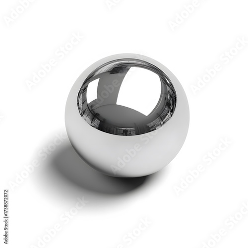 Reflective Chrome Sphere Ball 3d Render Isolated White Background