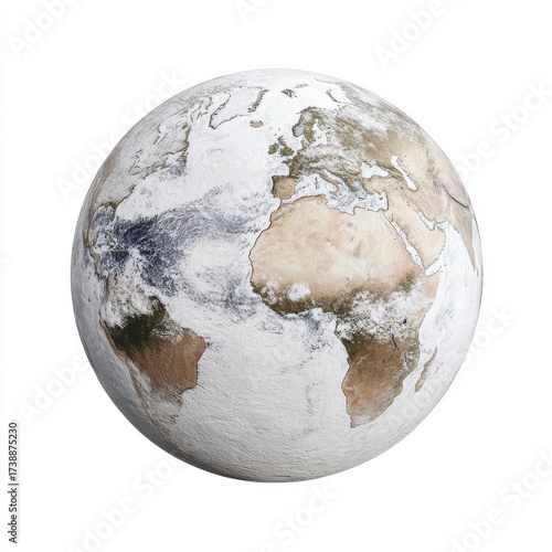 Realistic Earth Globe Showing Continents and Oceans in Detail