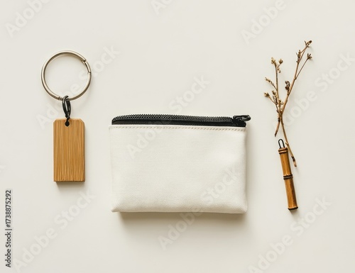 Small, neutral-toned accessories on white