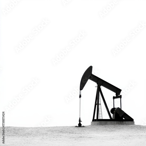 Oil Pump Jack in a Desert Landscape Against a Clear Sky