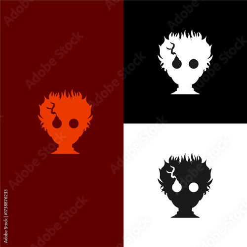 abstract boy head scary silhouette angry isolated vector logo