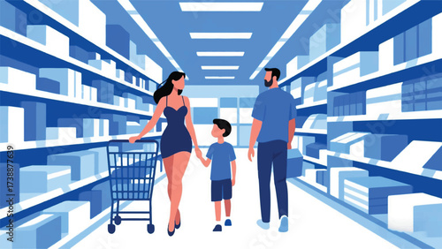 Shopping Day at the Mall Illustrator Artwork Banner Background Design Template 