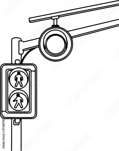 Vector silhouette pedestrian crossing sign with walking figures illustration
