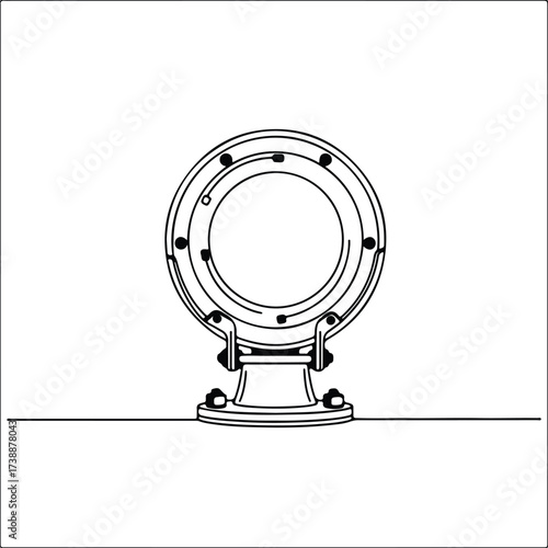 Vector silhouette porthole window with mounting base illustration
