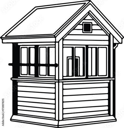 Vector silhouette simple wooden shed outline structure illustration