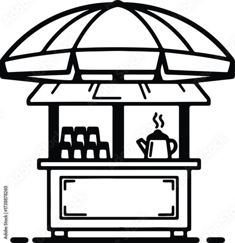 black and white tea stall clip art preview