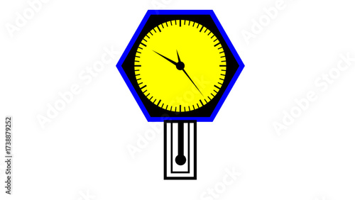 An isolated vintage wall clock with black minute and hour hands shows the time against a white background