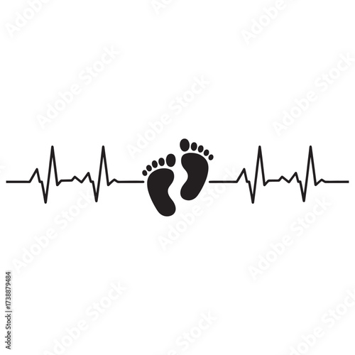 Heartbeat of Life Baby Footprints Illustrating New Beginnings and the Excitement of Parenthood and the Miracle of Life
