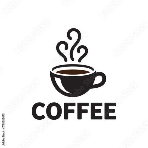 Sleek Coffee Cup Logo Design with Steaming Aroma and Bold Lettering for a Modern Coffee Brand Identity