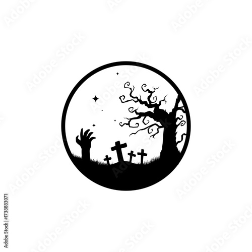Design Vector grave Happy Halloween 2025 for festival day element icon 