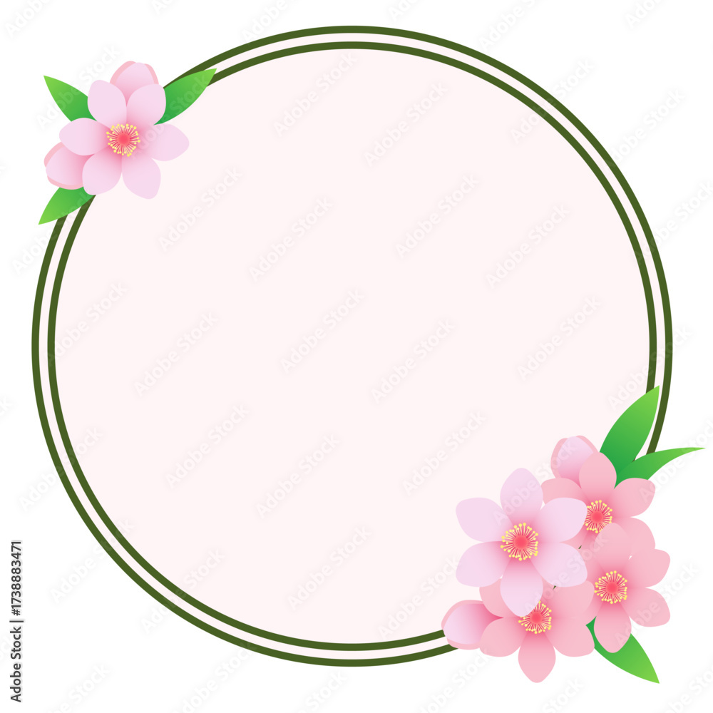 Fototapeta premium グラデーションが綺麗な花で縁取ったフレームのイラスト素材