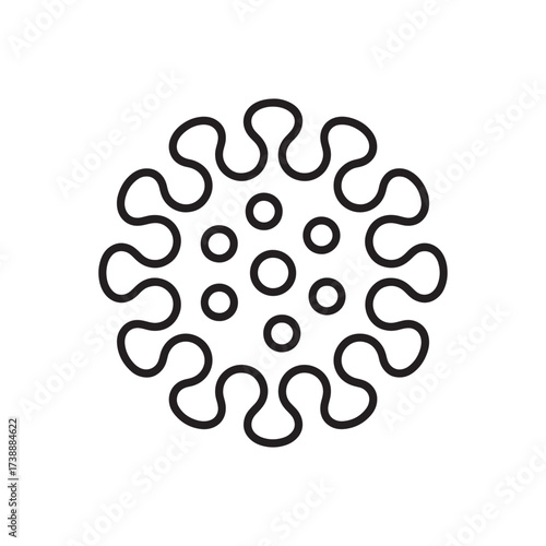 Minimalist Line Art Depicting a Virus Particle Structure and Morphology Focusing on Structural Simplicity and Clarity