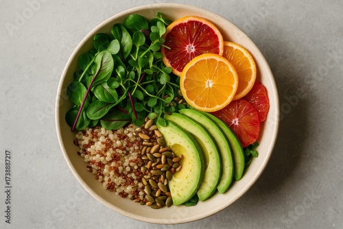 Wallpaper Mural Colorful summer salad with microgreens citrus and grains on stone in natural light Torontodigital.ca