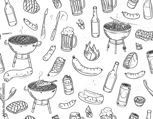 BBQ Party Seamless Pattern Design.