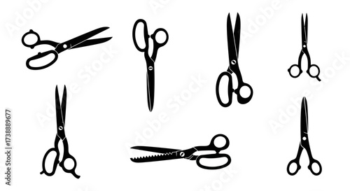 Scissors Collection Black and White Vector Illustrations for Crafts and Design.
