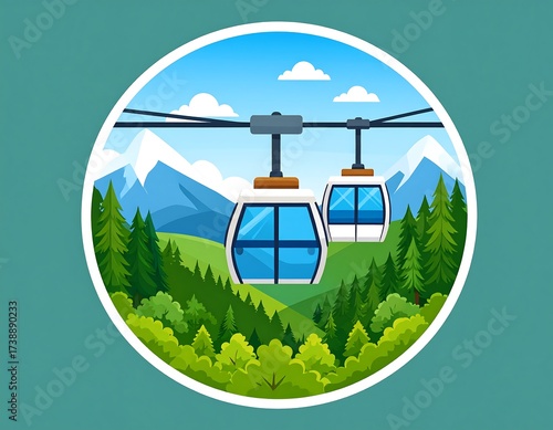 Mountain Cable Car Scenic Landscape.