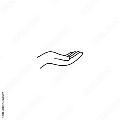Minimalist Open Hand Illustration Simple Graphic Gesture of Offering or Support Vector Design
