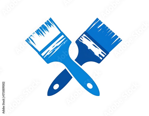 Crossed Paintbrushes Logo Design.