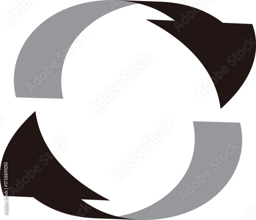 3D風の曲線の矢印、単体、黒
3D style curved arrow, single, black