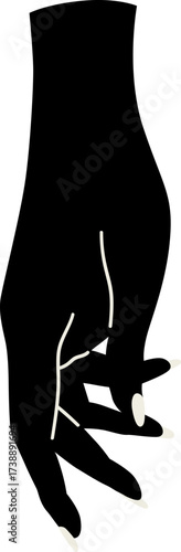 Silhouette of a black hand with white fingernails