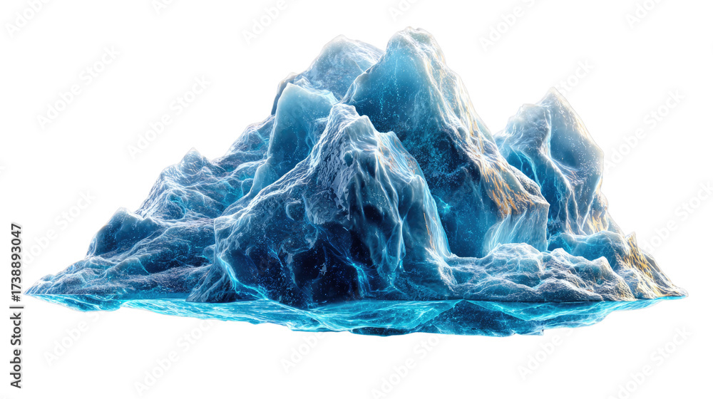 Fototapeta premium Iceberg in Arctic: A breathtaking illustration of a majestic iceberg, with intricate details of the ice formations, floating serenely in the frigid arctic waters.