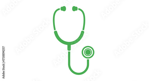 Minimalistic green stethoscope icon symbolizing healthcare professional diagnostics and wellness
