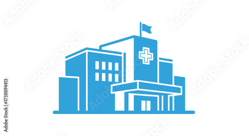 Modern hospital building icon, delivering advanced health care services with focus on advanced