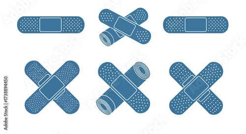 Assortment of Adhesive Bandages Plasters First Aid Equipment Isolated on White Background