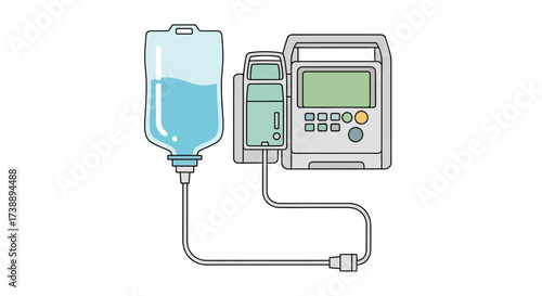 Vector Illustration of an Intravenous Drip Infusion System for Healthcare Therapy