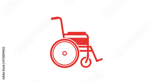 Sleek minimalist red wheelchair icon on white background offering simplicity and clarity of purpose