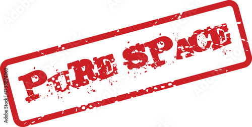 Red grungy rubber stamp imprint design of the text Pure Space, ideal for branding