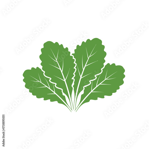 Stylized depiction of verdant leaves exhibiting wavy edges on plain background design