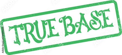 Green True Base Stamp Illustration Against a White Background, Clean Design