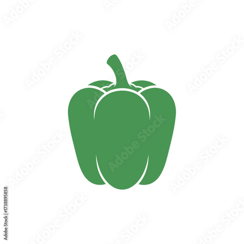 Minimalist green bell pepper illustration ideal for healthy eating or culinary projects