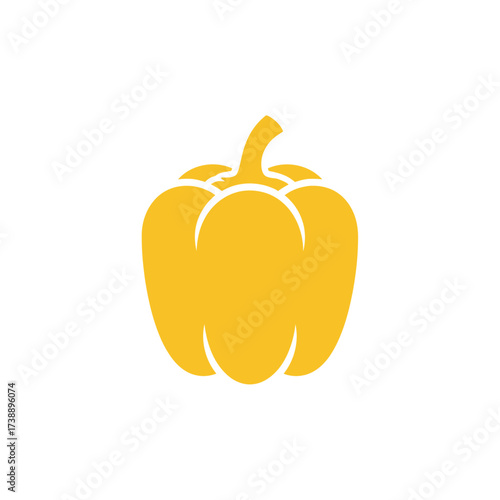 Bright yellow bell pepper illustration against a clean white backdrop creates simplicity and