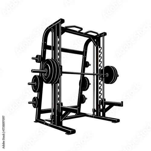 Smith machine illustration for strength training and physical conditioning exercises