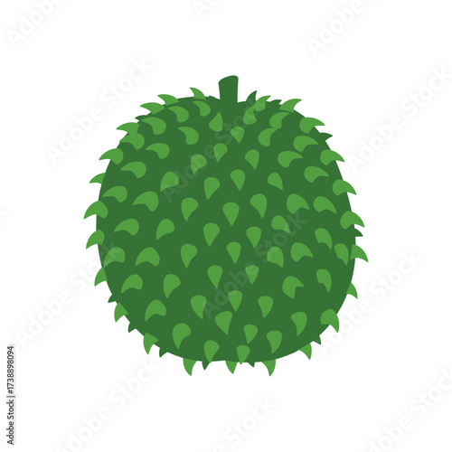 A captivating depiction of a spiky soursop fruit showcasing its verdant textured exterior