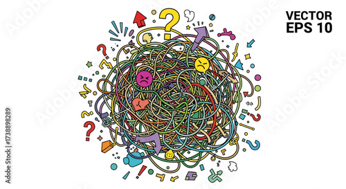 Tangled Thoughts A Colorful Illustration of Confusion and Complexity.
