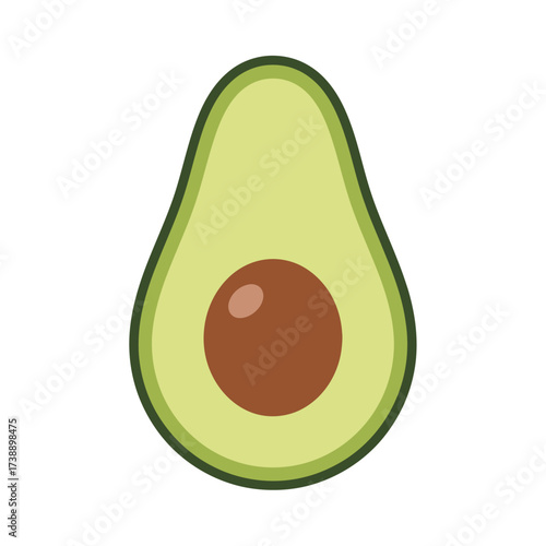 Simple avocado illustration with visible pit against a clean backdrop displaying freshness