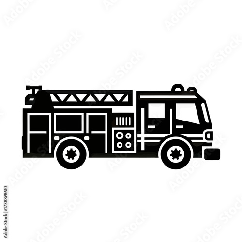 Stylized rendering of a classic fire engine showcasing vector graphic design aesthetics