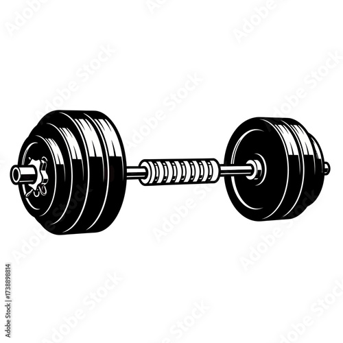 Monochrome dumbbell artwork showcasing strength training equipment representation